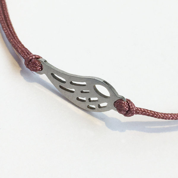 zartes 2-reihiges Armband mit Engelsflügel aus Edelstahl - feige