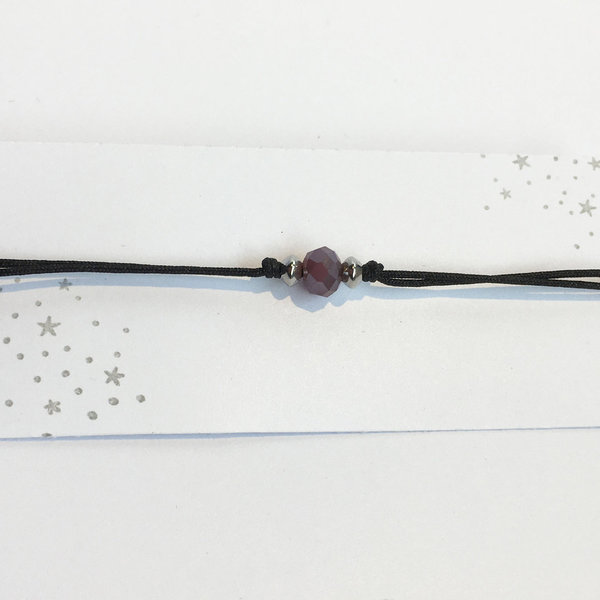 zartes 2-reihiges Armband mit Glas- und Edelstahlperlen - schwarz