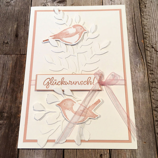 Glückwunschkarte - Vögel mit Zweig