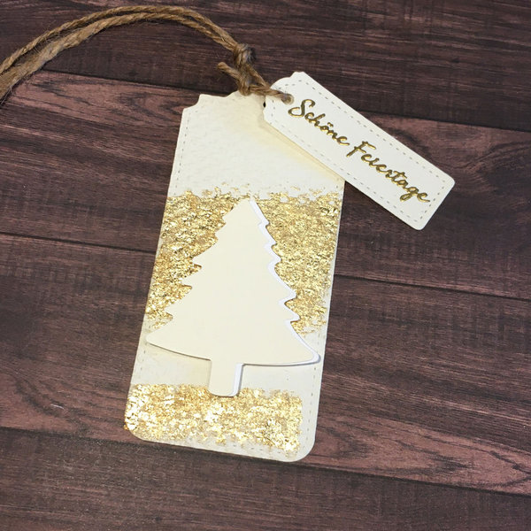 Geschenkanhänger - schöne Feiertage - Tannenbaum mit gold