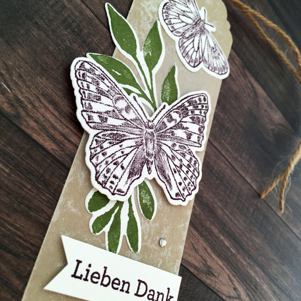 Geschenkanhänger - Natur Motiv Schmetterlinge / Lieben Dank