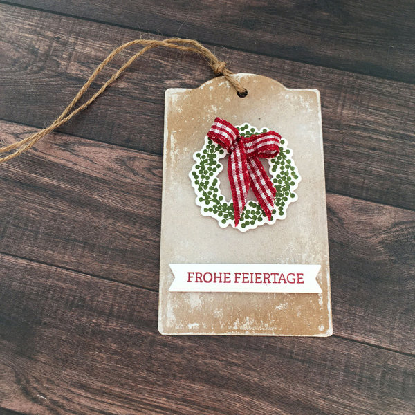 Geschenkanhänger - Weihnachten Motiv Kranz / Frohe Feiertage