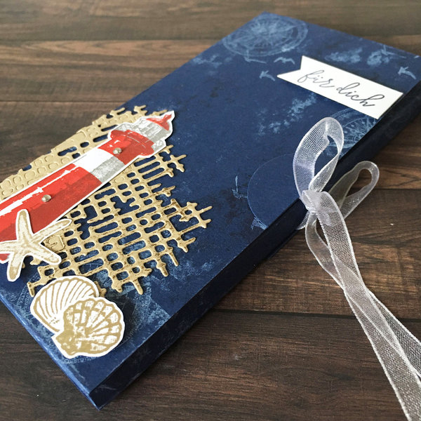 Geschenkschachtel / Schokoladenverpackung - Maritim Motiv Leuchtturm / Für dich